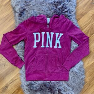 PINK Zip Up Drawstring Hoodie